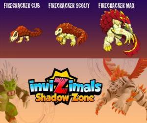 Puzzle Firecracker Cub, Firecracker Scout,Firecracker Max. Invizimals Shadow Zone. Πλάσματα της φωτιάς και στάχτη που ζουν στο κάτω μέρος των ηφαιστείων